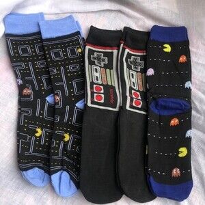 NWOT Pac-Man NES Arcade Game Gamer Unisex Novelty Socks - Size 7-10 - 5 Pairs